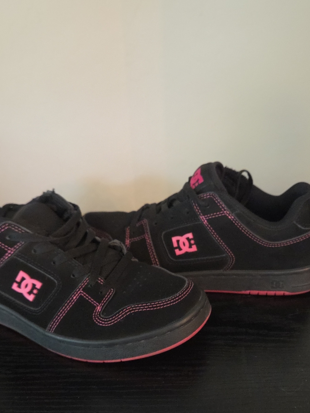 DC Women's Black Sneakers with Pink Accents